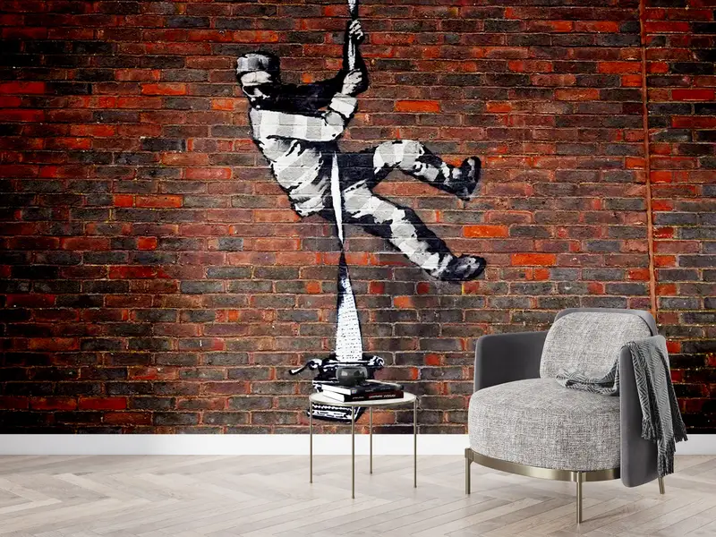 Bansky Reading Prison、Modern Wall Paper、Banky Mural、Paper Wall Art、Street Wall Print、Bright Wall Paper、Banksy Street Wall Print、 - 3