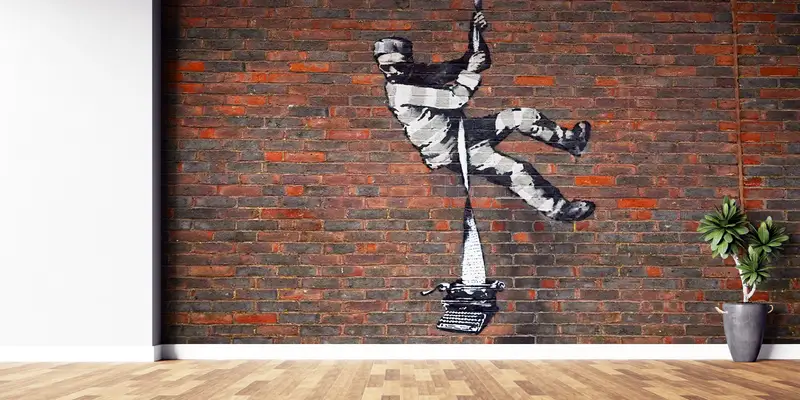 Bansky Reading Prison、Modern Wall Paper、Banky Mural、Paper Wall Art、Street Wall Print、Bright Wall Paper、Banksy Street Wall Print、 - 5