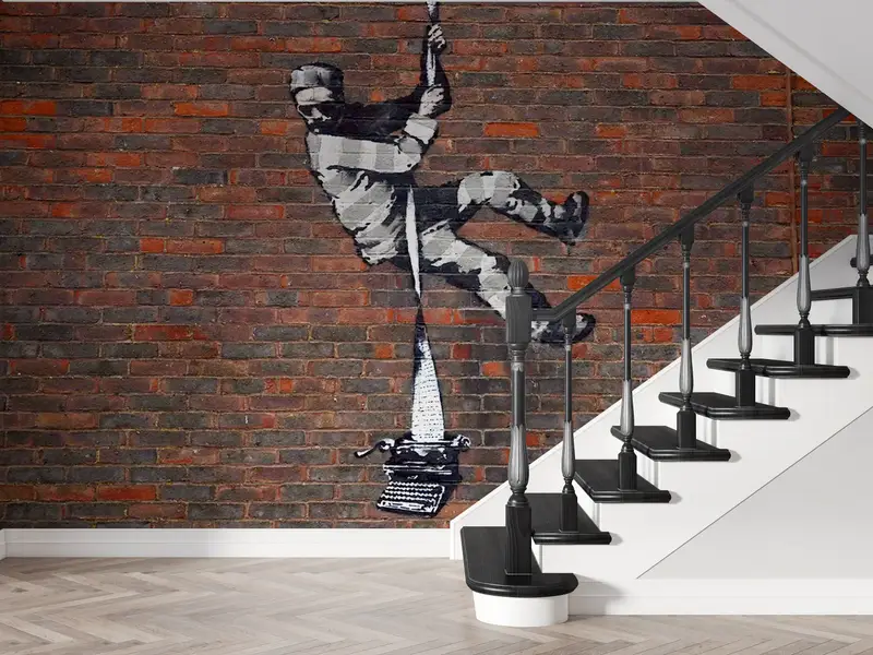Bansky Reading Prison、Modern Wall Paper、Banky Mural、Paper Wall Art、Street Wall Print、Bright Wall Paper、Banksy Street Wall Print、 - 2