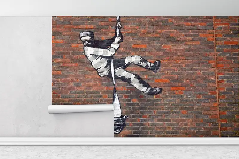 Bansky Reading Prison、Modern Wall Paper、Banky Mural、Paper Wall Art、Street Wall Print、Bright Wall Paper、Banksy Street Wall Print、 - 1