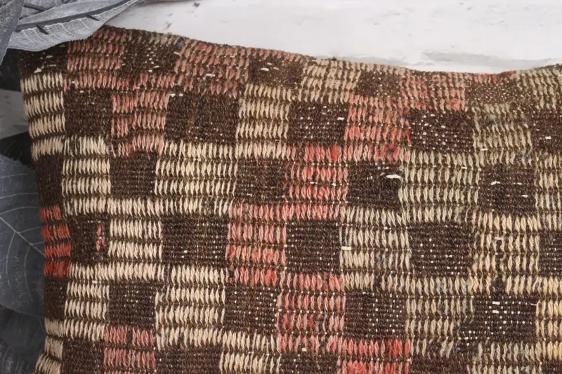 Bolster Throw Cushion Cover, Pillow for Sofa, Cushion Case, Turkish Kilim Pillow, Handmade Kilim Cushion, 12x20 Brown Pillow Case - 2