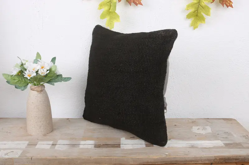 Throw Kilim Pillow, Ethnical Kilim Rug Pillow, Indoor Cushion, Couch Cushion Case, Pillow, Vintage Kilim Throw Pillow, 12x12 Brown Pillow - 4