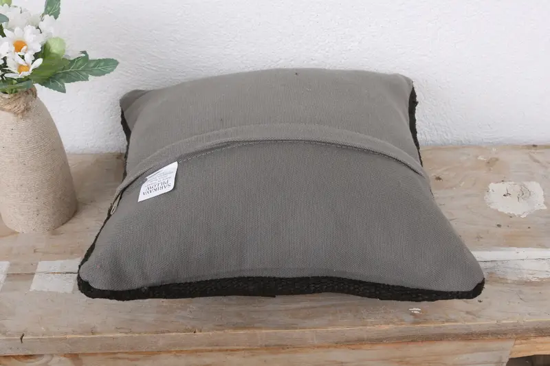 Throw Kilim Pillow, Ethnical Kilim Rug Pillow, Indoor Cushion, Couch Cushion Case, Pillow, Vintage Kilim Throw Pillow, 12x12 Brown Pillow - 7