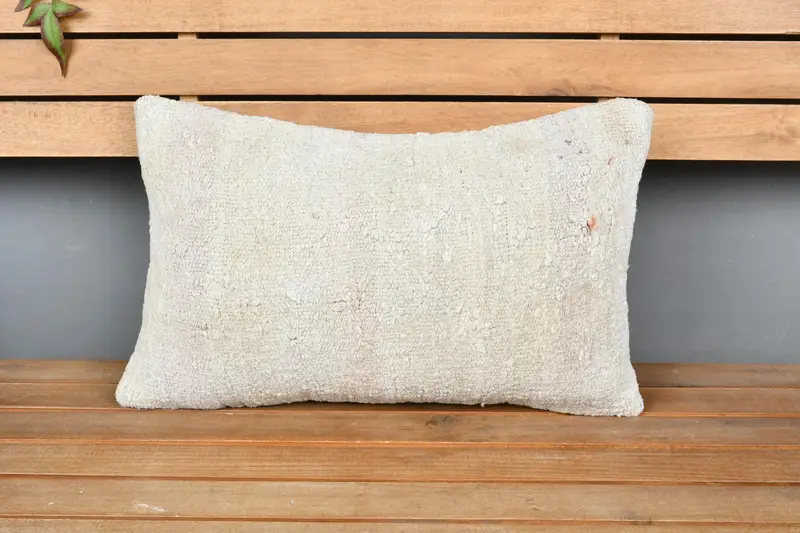 Vintage Kilim Pillow, Boho Pillow, Pillow, Vintage Pillow, Patio Pillow Cover, 12x20 White Pillow Sham, Southwestern Cushion Cover - 6