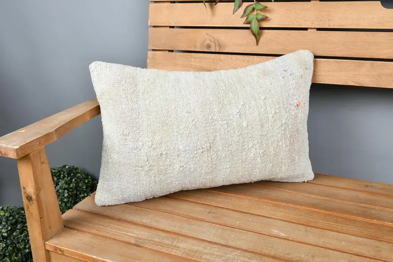 Vintage Kilim Pillow, Boho Pillow, Pillow, Vintage Pillow, Patio Pillow Cover, 12x20 White Pillow Sham, Southwestern Cushion Cover - 1