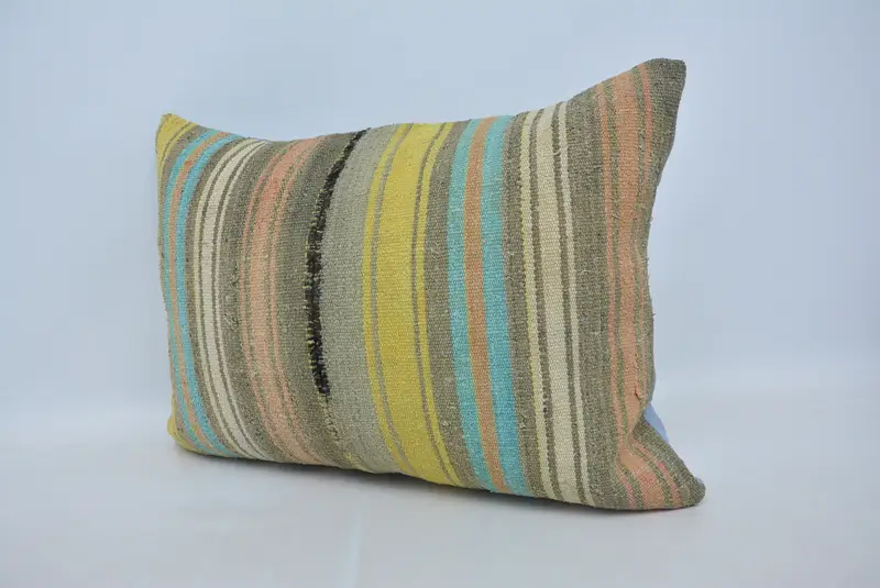 Handmade 20x28 Inch Embroidered Geometric Pillow, Vintage Throw Pillow - 4