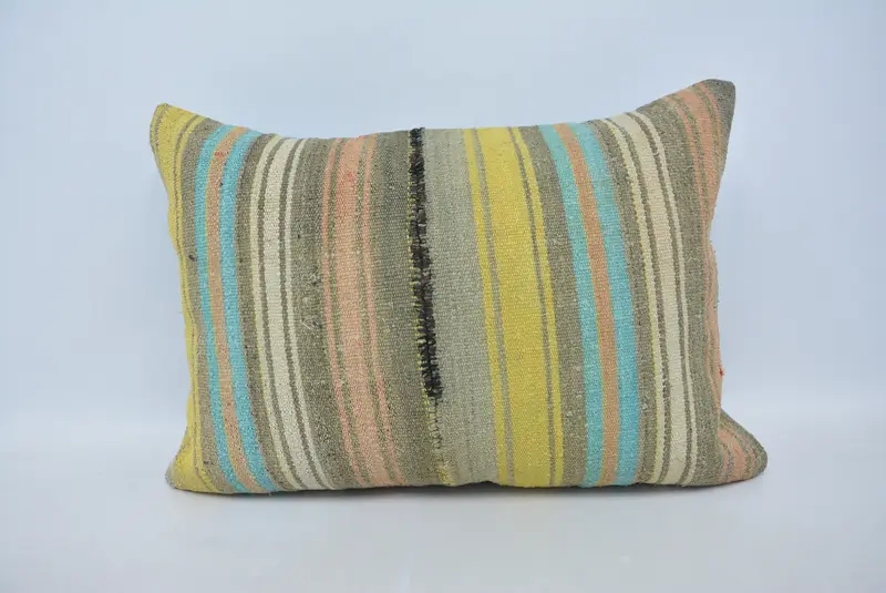 Handmade 20x28 Inch Embroidered Geometric Pillow, Vintage Throw Pillow - 1