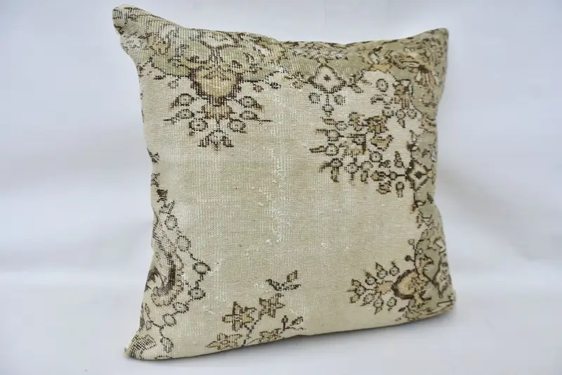 Pillow Sham, 32x32 Beige Pillow Case, Vintage Kilim Throw Pillow, Bolster Pillow Sham, Meditation Cushion, Gift Pillow, Antique Pillows - 3
