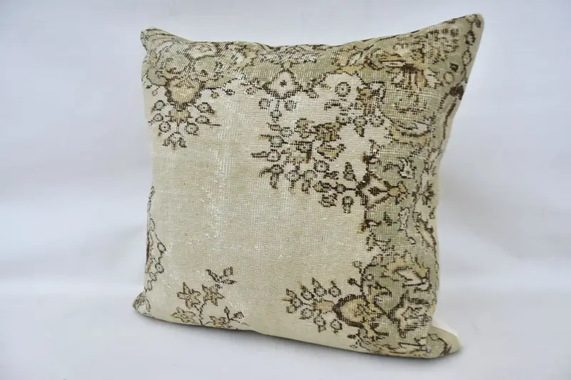 Pillow Sham, 32x32 Beige Pillow Case, Vintage Kilim Throw Pillow, Bolster Pillow Sham, Meditation Cushion, Gift Pillow, Antique Pillows - 5
