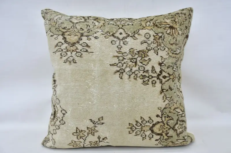Pillow Sham, 32x32 Beige Pillow Case, Vintage Kilim Throw Pillow, Bolster Pillow Sham, Meditation Cushion, Gift Pillow, Antique Pillows - 1
