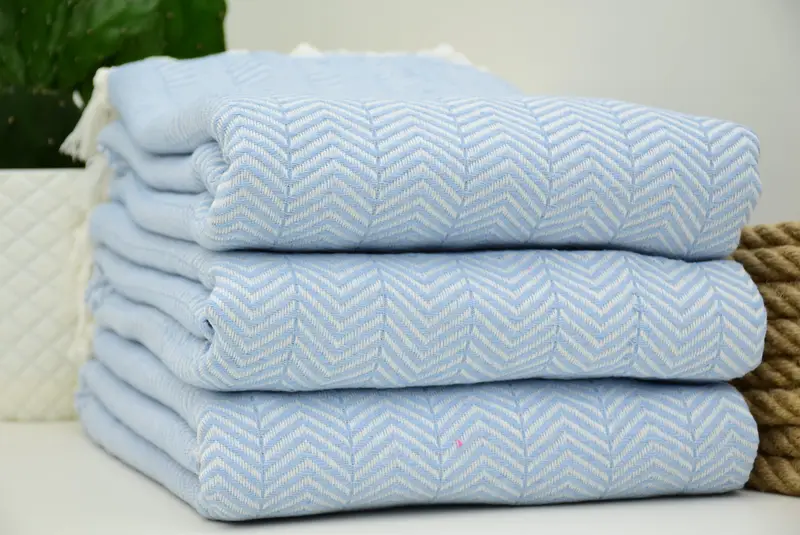 Decorative Blanket, Christmas Tablecloth, Cotton Bedspread, Wedding Hand Made Gift, 92x76 Cotton Chevron Towel, Bachelorette Gifts, Monogram Blanket - 1