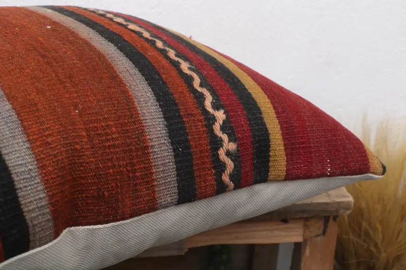 Pillow for Sofa, Handwoven Pillow Cover Cushion, Turkish Pillow, Pillow Cover, 18x18 Red Pillow Case, Hippie Throw Cushion, Gift Pillow - 6