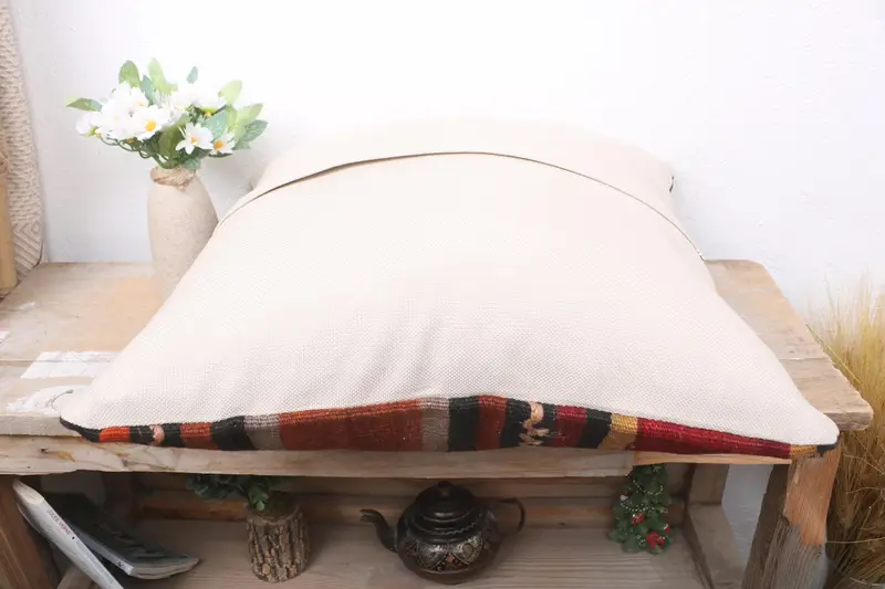 Pillow for Sofa, Handwoven Pillow Cover Cushion, Turkish Pillow, Pillow Cover, 18x18 Red Pillow Case, Hippie Throw Cushion, Gift Pillow - 7