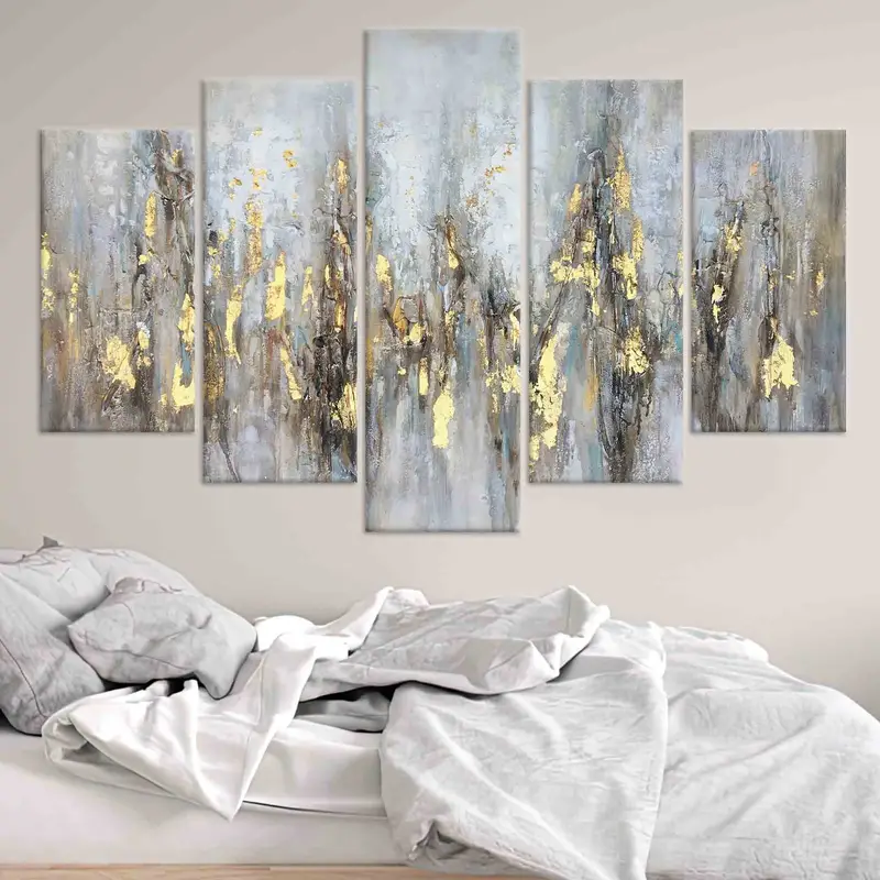 Weiche Töne Wandkunst, Luxus -Wanddekoration, goldene Wandkunst, abstrakte Wandkunst, Wohnzimmer Wandkunst, Wohnkultur, personalisiertes Geschenk, graue Wandkunst - 5
