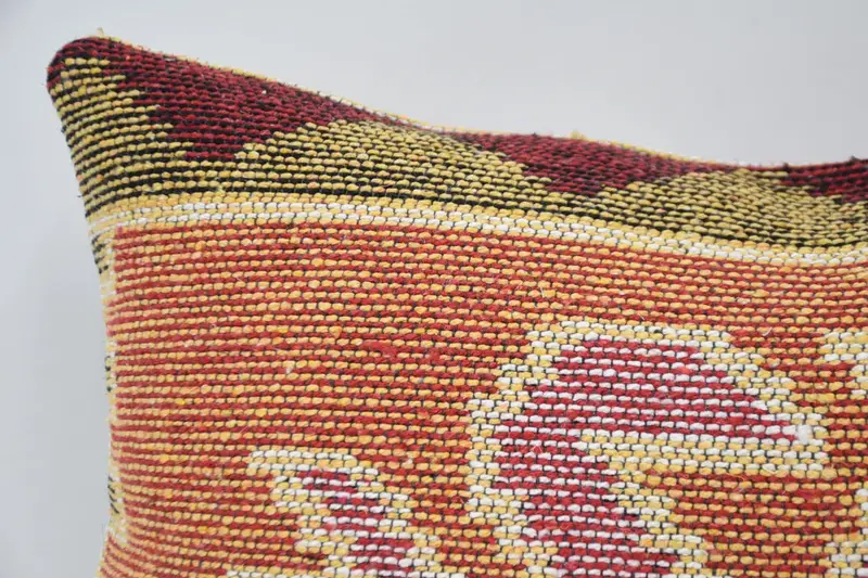 Ethnic Pillow Cover Pillow Cover, Handmade Kilim Cushion, Pillow, 12x24 Orange Cushion Case, Vintage Kilim Throw Pillow, Turkish Pillow - 2