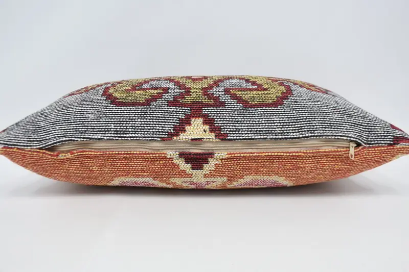 Ethnic Pillow Cover Pillow Cover, Handmade Kilim Cushion, Pillow, 12x24 Orange Cushion Case, Vintage Kilim Throw Pillow, Turkish Pillow - 6