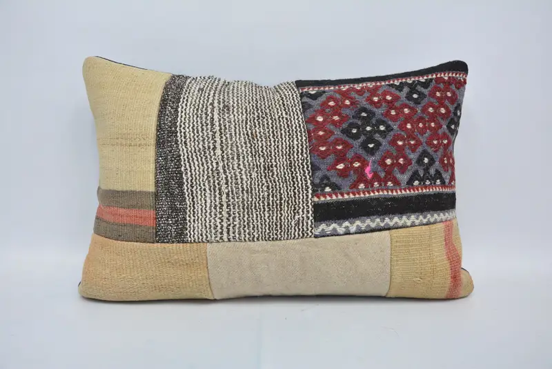 Gift Pillow, Home Decor Pillow, Ikat Pillow Case, Boho Pillow Sham Cover, Boho Throw Pillow Sham, 16x24 Beige Cushion, Pillow Cover - 1