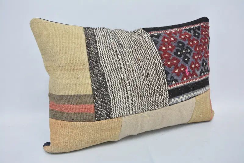 Gift Pillow, Home Decor Pillow, Ikat Pillow Case, Boho Pillow Sham Cover, Boho Throw Pillow Sham, 16x24 Beige Cushion, Pillow Cover - 3