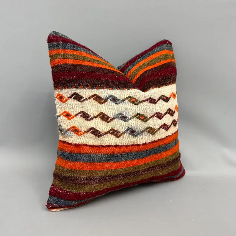 Christmas Cushion, 18x18 White Pillow Case, Boho Pillow, Outdoor Bolster Cushion Cover, Pillow Case, Vintage Kilim Throw Pillow, Pillow for Couch - 2