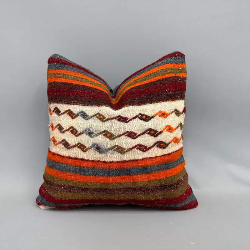 Christmas Cushion, 18x18 White Pillow Case, Boho Pillow, Outdoor Bolster Cushion Cover, Pillow Case, Vintage Kilim Throw Pillow, Pillow for Couch - 1