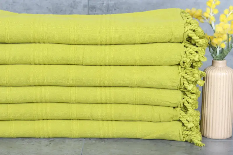 Turkish Beach Towel Monogram Green Striped, 32x63 Inches