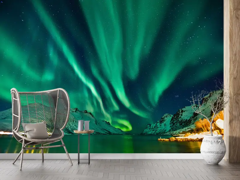 Aurora Landscape, Nothern Lights Wall Poster, Sky Landscape Wall Painting, Nature Landscape Wall Painting, Night Landscape Wall Decor, - 8