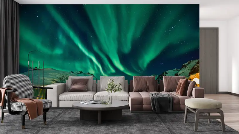 Aurora Landscape, Nothern Lights Wall Poster, Sky Landscape Wall Painting, Nature Landscape Wall Painting, Night Landscape Wall Decor, - 3