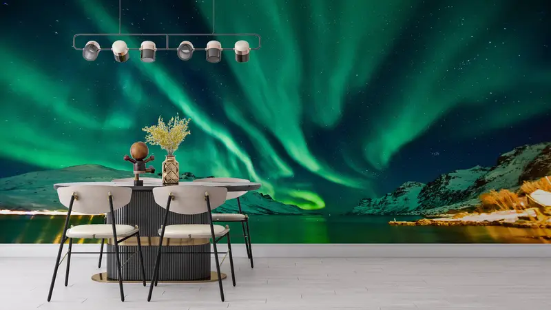 Aurora Landscape, Nothern Lights Wall Poster, Sky Landscape Wall Painting, Nature Landscape Wall Painting, Night Landscape Wall Decor, - 7