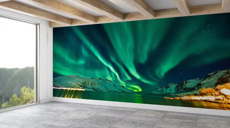 Aurora Landscape, Nothern Lights Wall Poster, Sky Landscape Wall Painting, Nature Landscape Wall Painting, Night Landscape Wall Decor, - 9