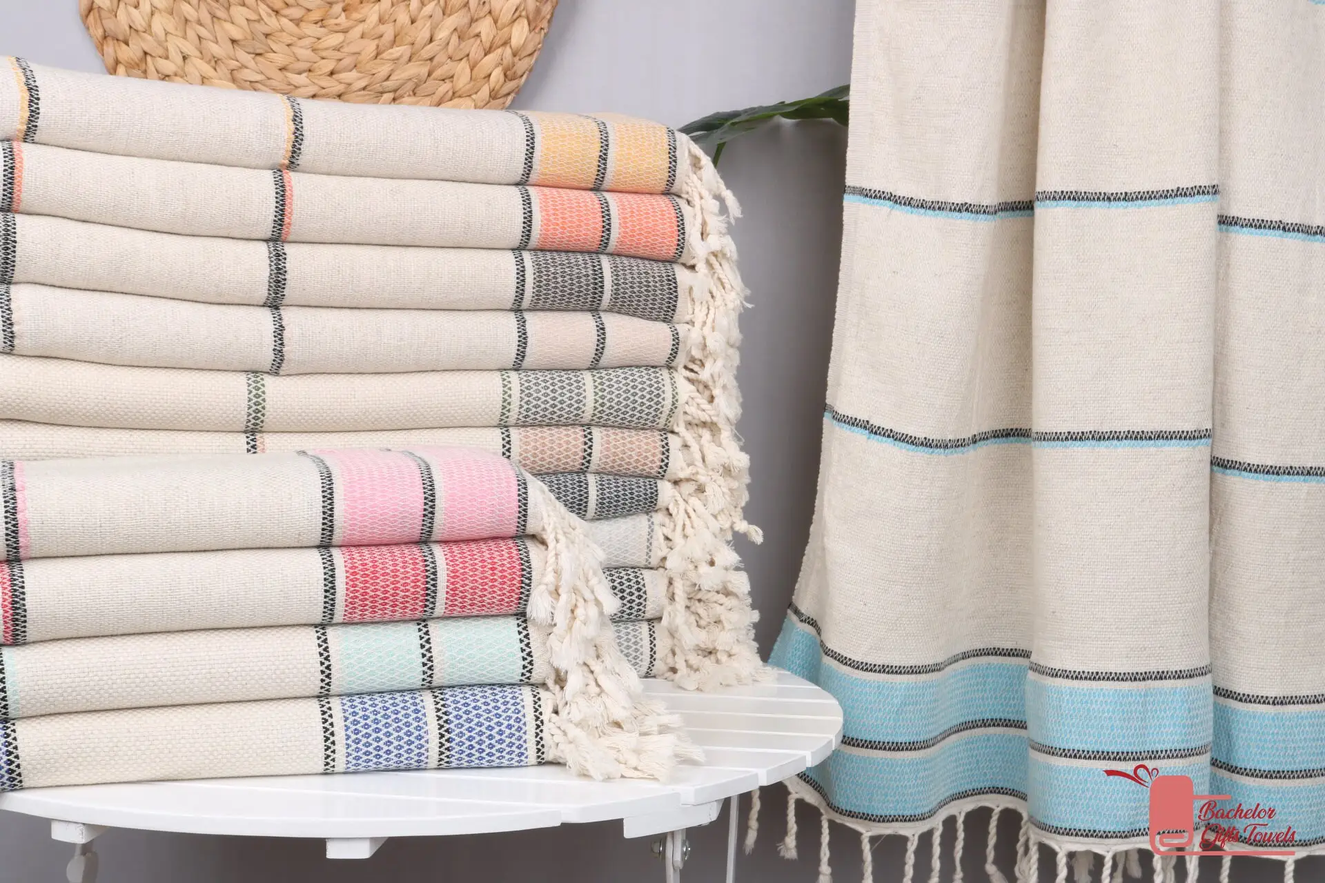Personalized Gifts, Linen Striped Towel, Turkish Towel 70x36 inches - 1