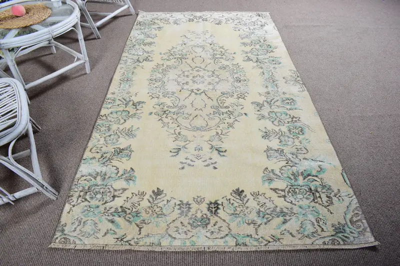 Vintage 4.5x7.8 ft Halı, Alan Türk Halısı, Mavi Fas Yün Halısı - 1