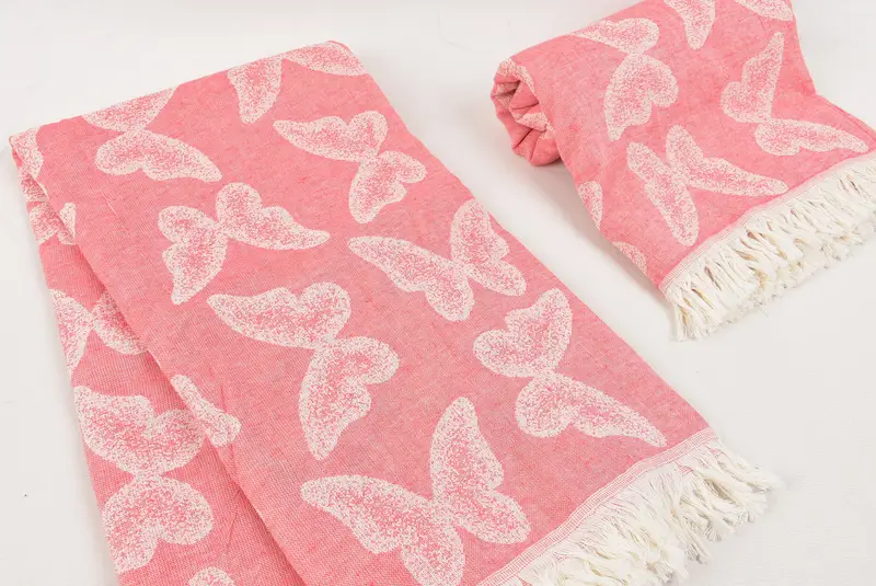Peshtemal Towel, Sand-resistant Turkish towel for travel, Employee Gifts, Home Decor Gifts, 68x36 Cotton Butterfly Pattern Towel, Beach towel - 6