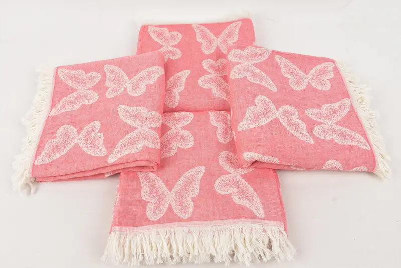Peshtemal Towel, Sand-resistant Turkish towel for travel, Employee Gifts, Home Decor Gifts, 68x36 Cotton Butterfly Pattern Towel, Beach towel - 5