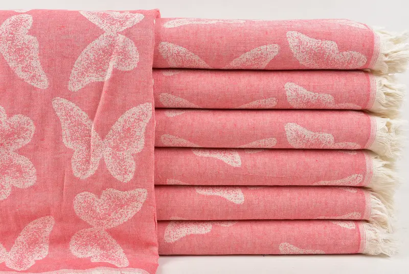 Peshtemal Towel, Sand-resistant Turkish towel for travel, Employee Gifts, Home Decor Gifts, 68x36 Cotton Butterfly Pattern Towel, Beach towel - 1