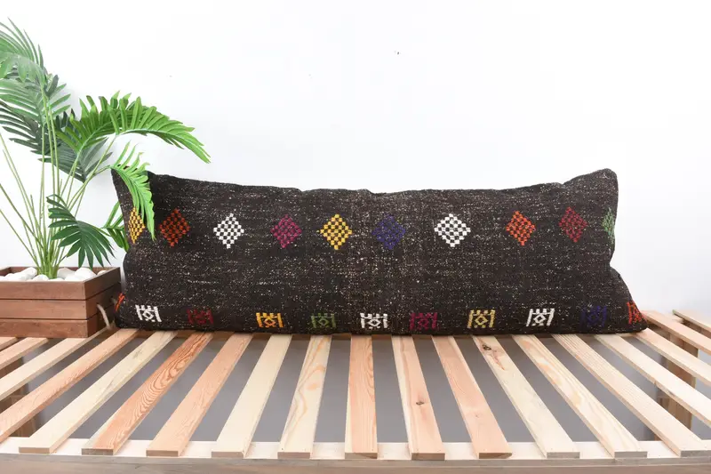 Pillow for Couch, Floor Pillow Case, Cushion Case, Turkish Corner Pillow Case, Boho Pillow, 16x48 Brown Pillow, Interior Designer Pillow - 1