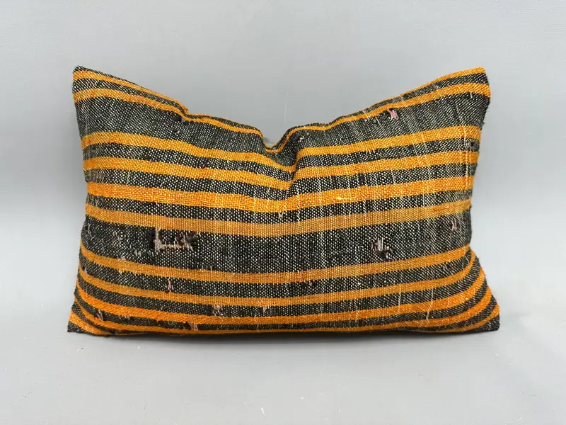 Turkish Rugs Pillow Cover, Throw Kilim Pillow, Bed Cushion, Kilim Pillow Cover, 12x20 Orange Pillow Sham, Cushion Case, Interior Designer Pillow - 1
