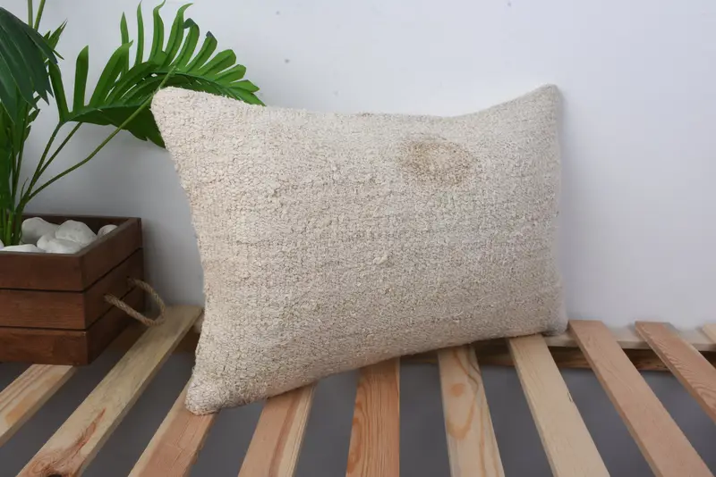12x20 Beige Pillow Cover, Cozy Throw Pillow Case, Home Decor Pillow, Kilim Pillow Cover, Pillow, Authentic Cushion, Interior Designer Pillow - 4