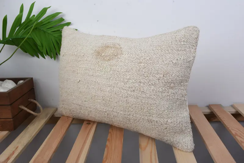 12x20 Beige Pillow Cover, Cozy Throw Pillow Case, Home Decor Pillow, Kilim Pillow Cover, Pillow, Authentic Cushion, Interior Designer Pillow - 5
