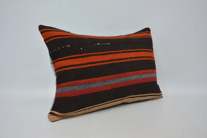 Vintage Pillow, Pillow for Couch, Turkish Pillow, 16x24 Brown Pillow, Cushion, Wool Kilim Pillow Pillow Case, Decorative Throw Pillow Case - 3