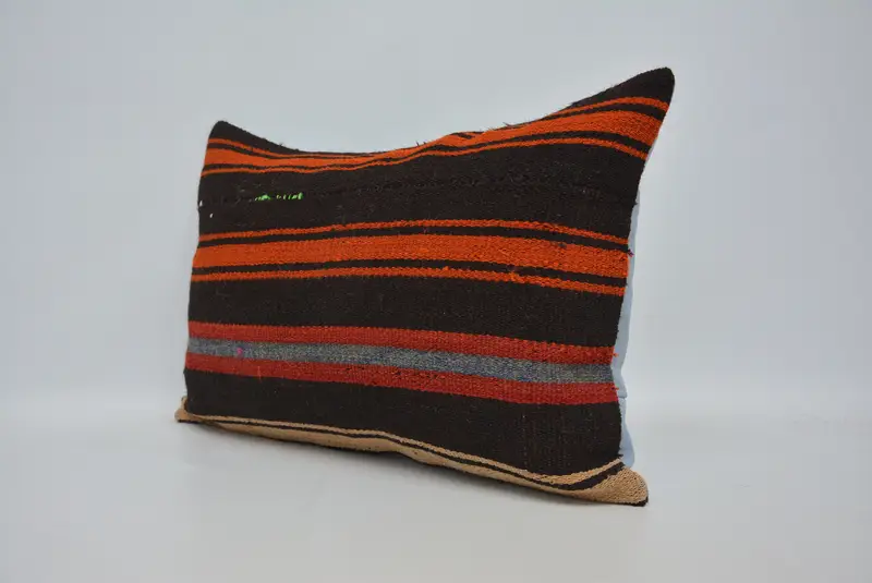 Vintage Pillow, Pillow for Couch, Turkish Pillow, 16x24 Brown Pillow, Cushion, Wool Kilim Pillow Pillow Case, Decorative Throw Pillow Case - 4
