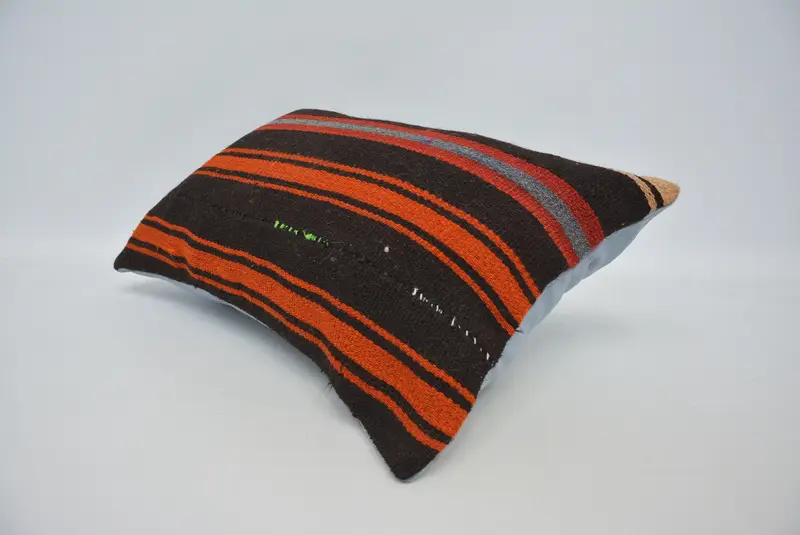 Vintage Pillow, Pillow for Couch, Turkish Pillow, 16x24 Brown Pillow, Cushion, Wool Kilim Pillow Pillow Case, Decorative Throw Pillow Case - 6