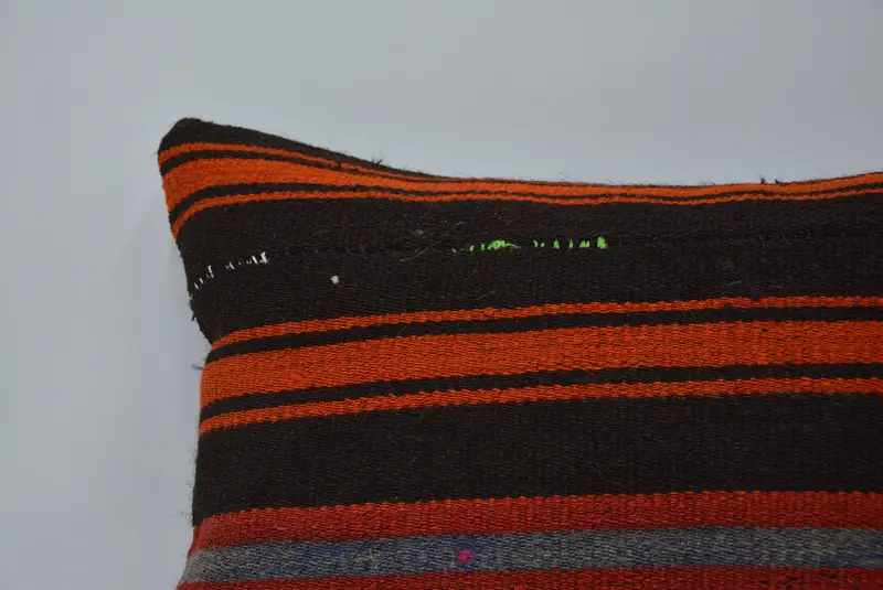 Vintage Pillow, Pillow for Couch, Turkish Pillow, 16x24 Brown Pillow, Cushion, Wool Kilim Pillow Pillow Case, Decorative Throw Pillow Case - 2