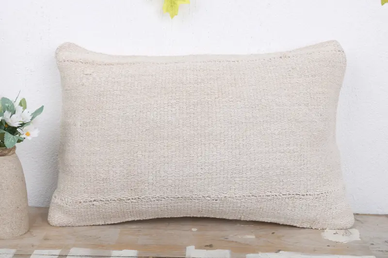 Vintage Kilim Throw Pillow, Vintage Pillow Case, Pillow for Sofa, 12x20 White Pillow, Decorative Cushion Cover, Cushion, Turkish Kilim Pillow - 2