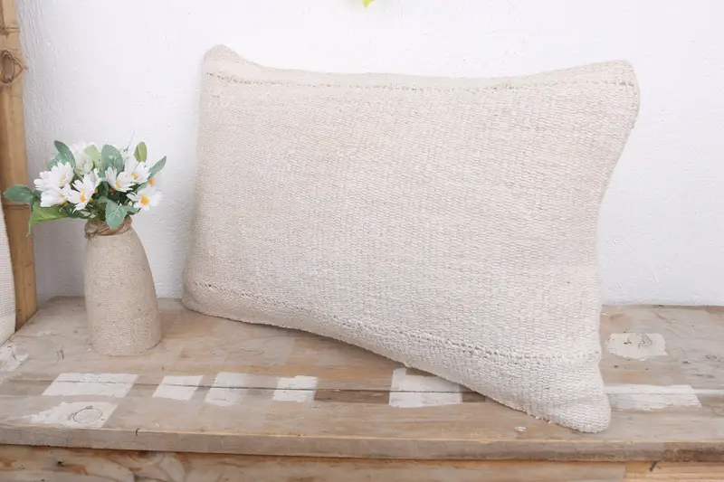 Vintage Kilim Throw Pillow, Vintage Pillow Case, Pillow for Sofa, 12x20 White Pillow, Decorative Cushion Cover, Cushion, Turkish Kilim Pillow - 4