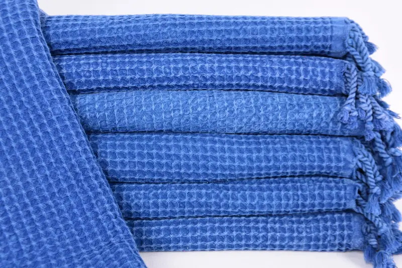 Blue Waffle Towel Handmade Turkish Cotton, 67x36 Inches, Bachelorette Party Gifts