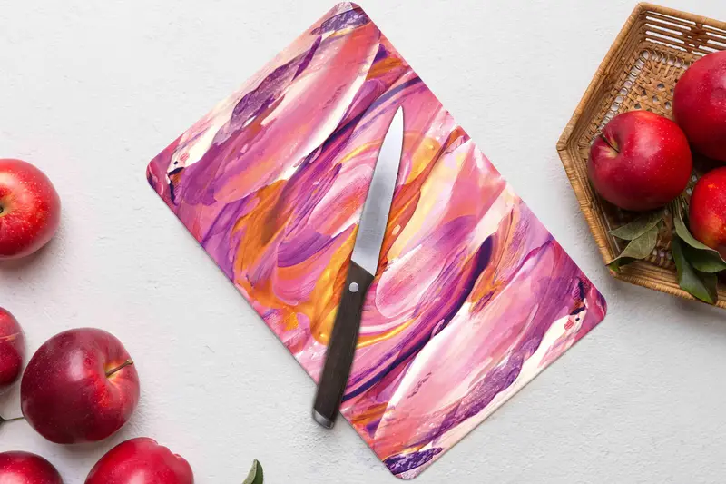 滑り止めの足付きのカラフルで現代的なガラスまな板