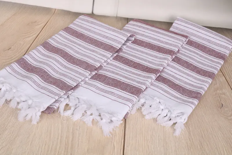 Peshtemal, Turkish hand towel, Embroidered Turkish Towel, Personalized Bridesmaid Gift, Wedding Favors, 68x32 Cotton Striped Towel, Bulk Order Towel - 6