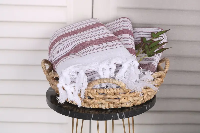 Peshtemal, Turkish hand towel, Embroidered Turkish Towel, Personalized Bridesmaid Gift, Wedding Favors, 68x32 Cotton Striped Towel, Bulk Order Towel - 5