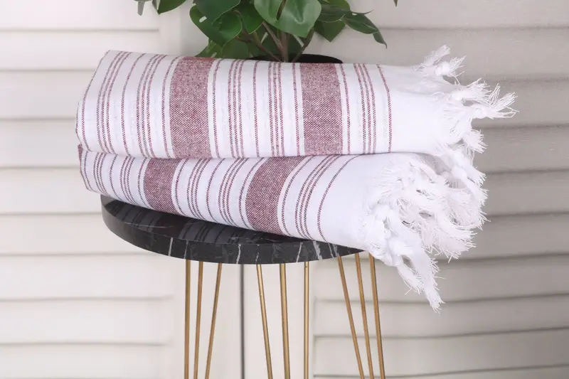 Peshtemal, Turkish hand towel, Embroidered Turkish Towel, Personalized Bridesmaid Gift, Wedding Favors, 68x32 Cotton Striped Towel, Bulk Order Towel - 3