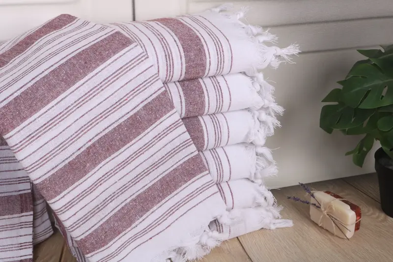 Peshtemal, Turkish hand towel, Embroidered Turkish Towel, Personalized Bridesmaid Gift, Wedding Favors, 68x32 Cotton Striped Towel, Bulk Order Towel - 1